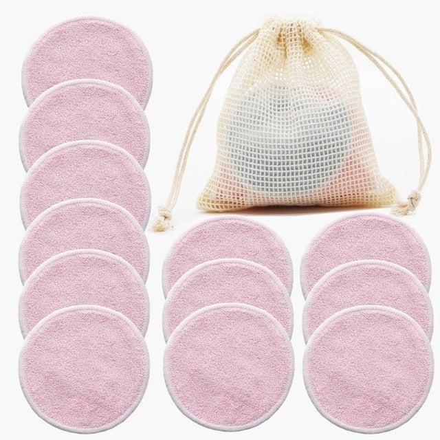 12PC Reusable Cotton Pads Makeup Remover Pads Washable Round