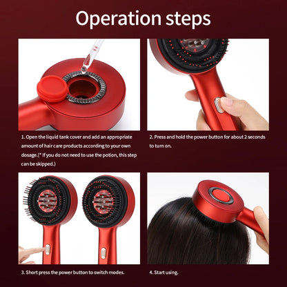 Glow & Grow Brush - Vibrating Red Light Therapy Scalp Massager For Hair Growth with Liquid Oil Applicator