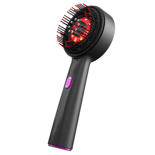 Glow & Grow Brush - Vibrating Red Light Therapy Scalp Massager For Hair Growth with Liquid Oil Applicator