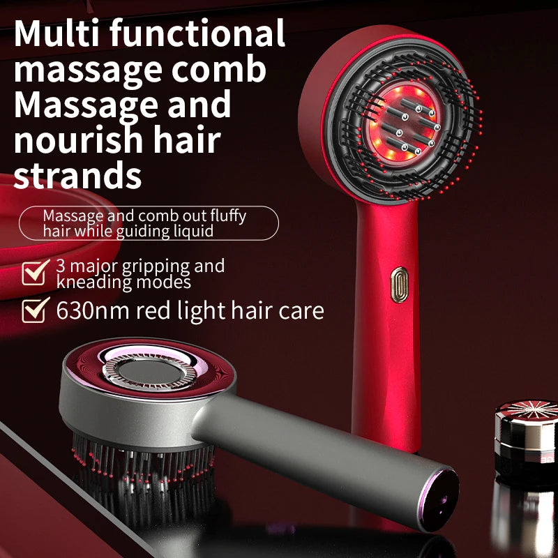 Glow & Grow Brush - Vibrating Red Light Therapy Scalp Massager For Hair Growth with Liquid Oil Applicator